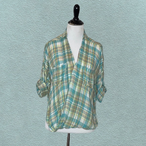 Anthropologie Holding Horses Plaid Wrap Top Size 0 - Picture 9 of 11